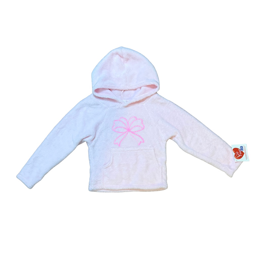 Made With Love And Kisses Solid Light Pink Bow Sweatshirt Girls Size 4-5 Nwot